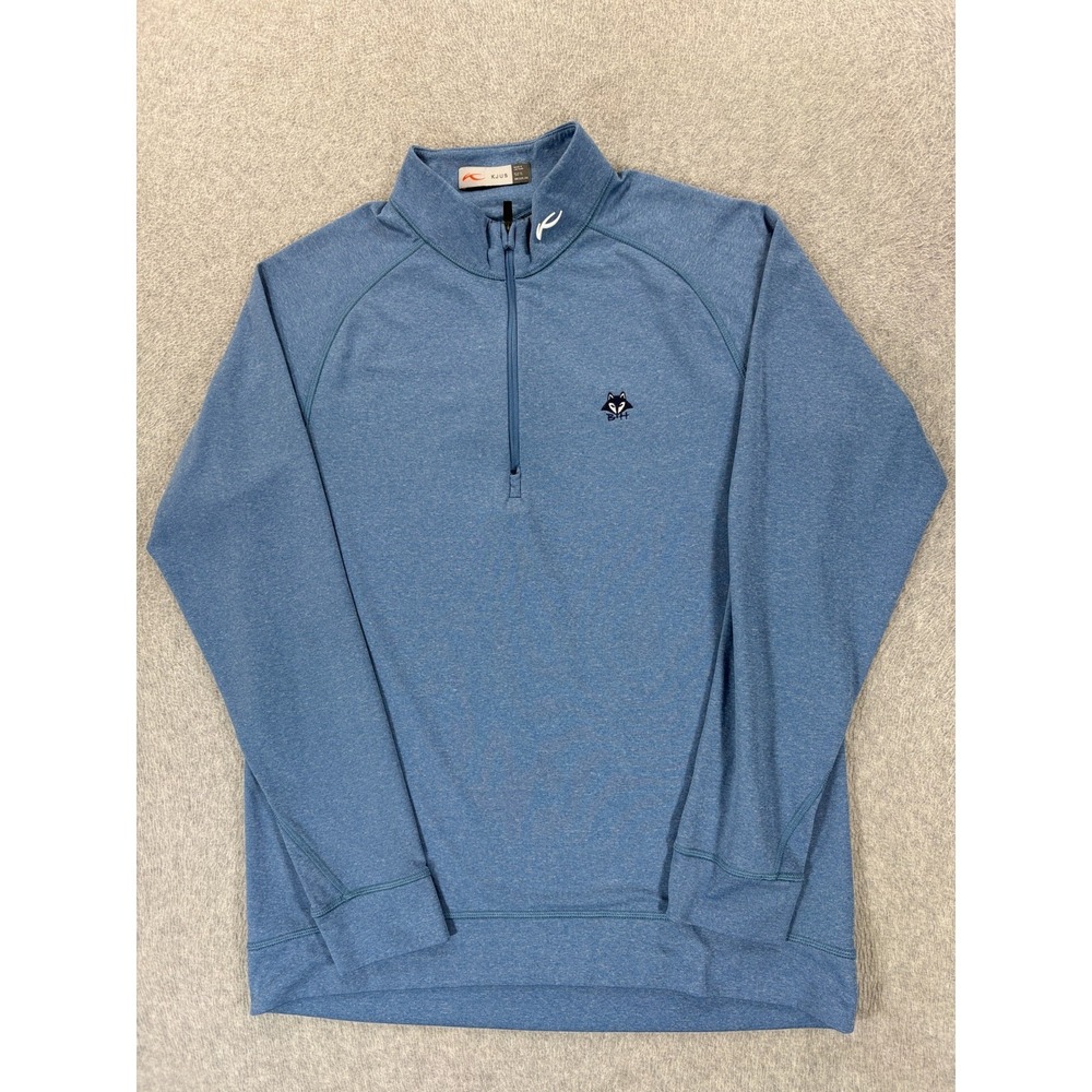 KJUS 1/4 Zip Stitched Logo Country Club Golf Pullover (Men's‎ Large) Blue